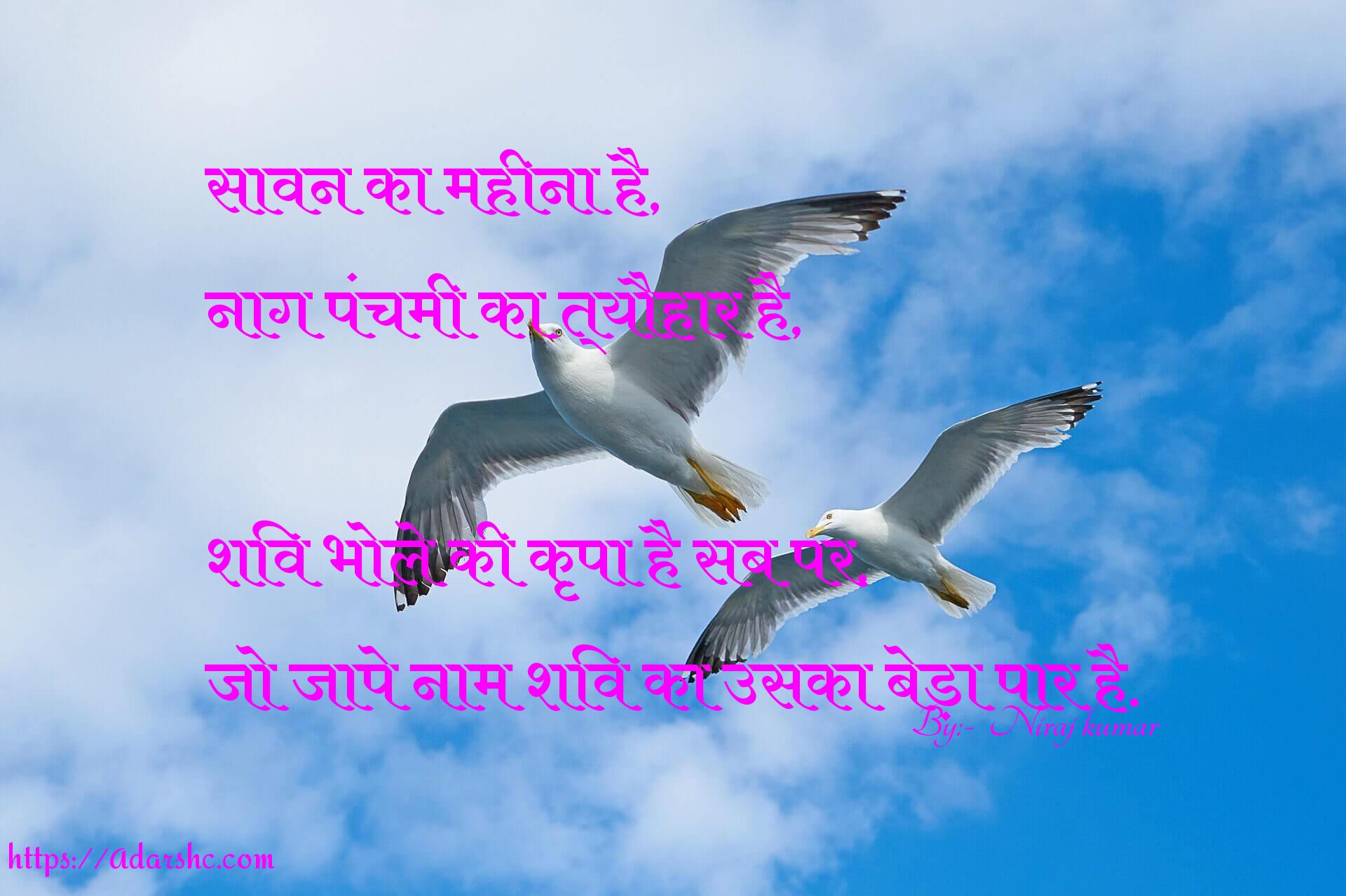 सावन का महीना है,
नाग पंचमी का त्यौहार है,

शिव भोले की कृपा है सब पर,
जो जापे नाम शिव का उसका बेड़ा पार है.