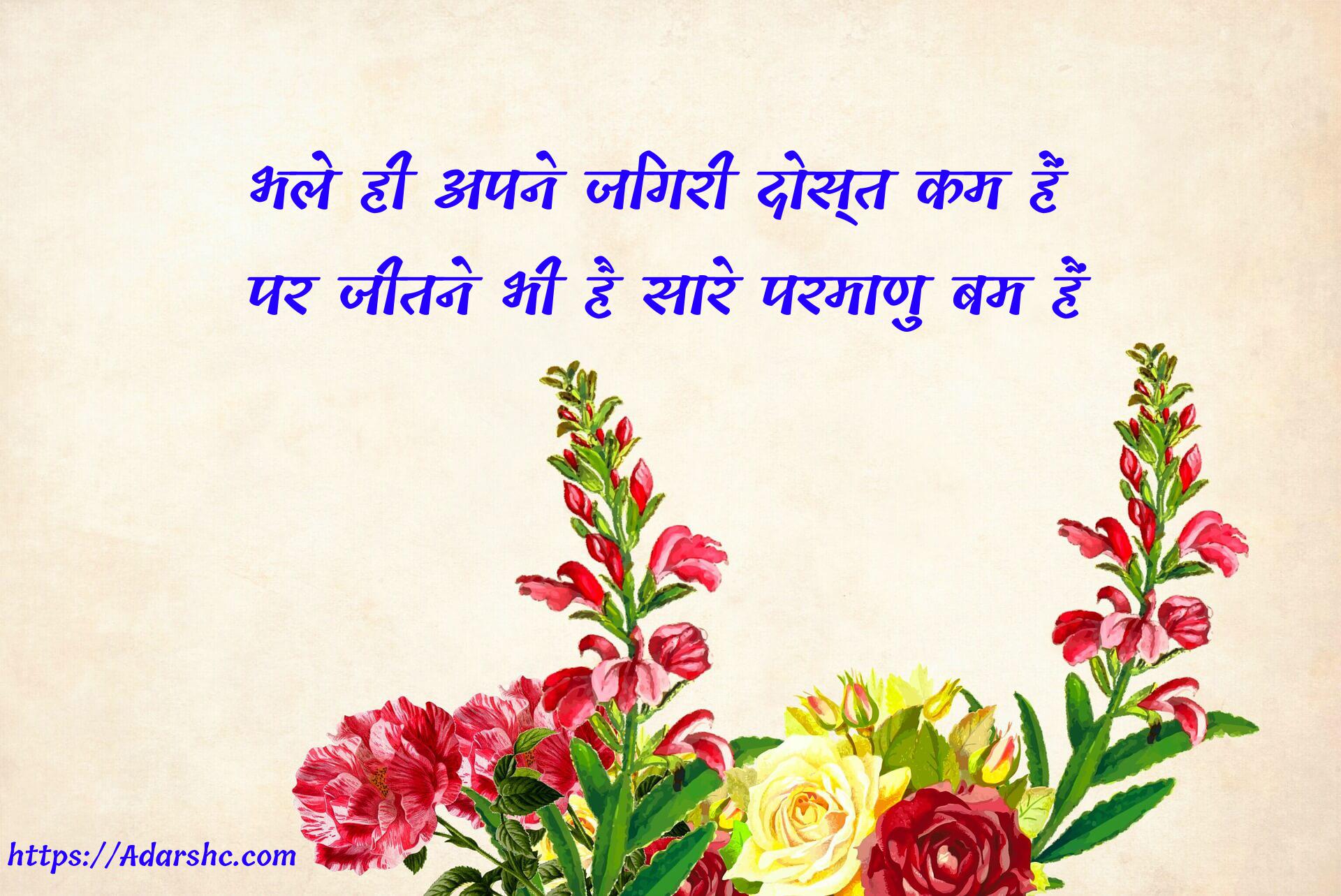 भले ही अपने जिगरी दोस्त कम हैं
पर जीतने भी है सारे परमाणु बम हैं