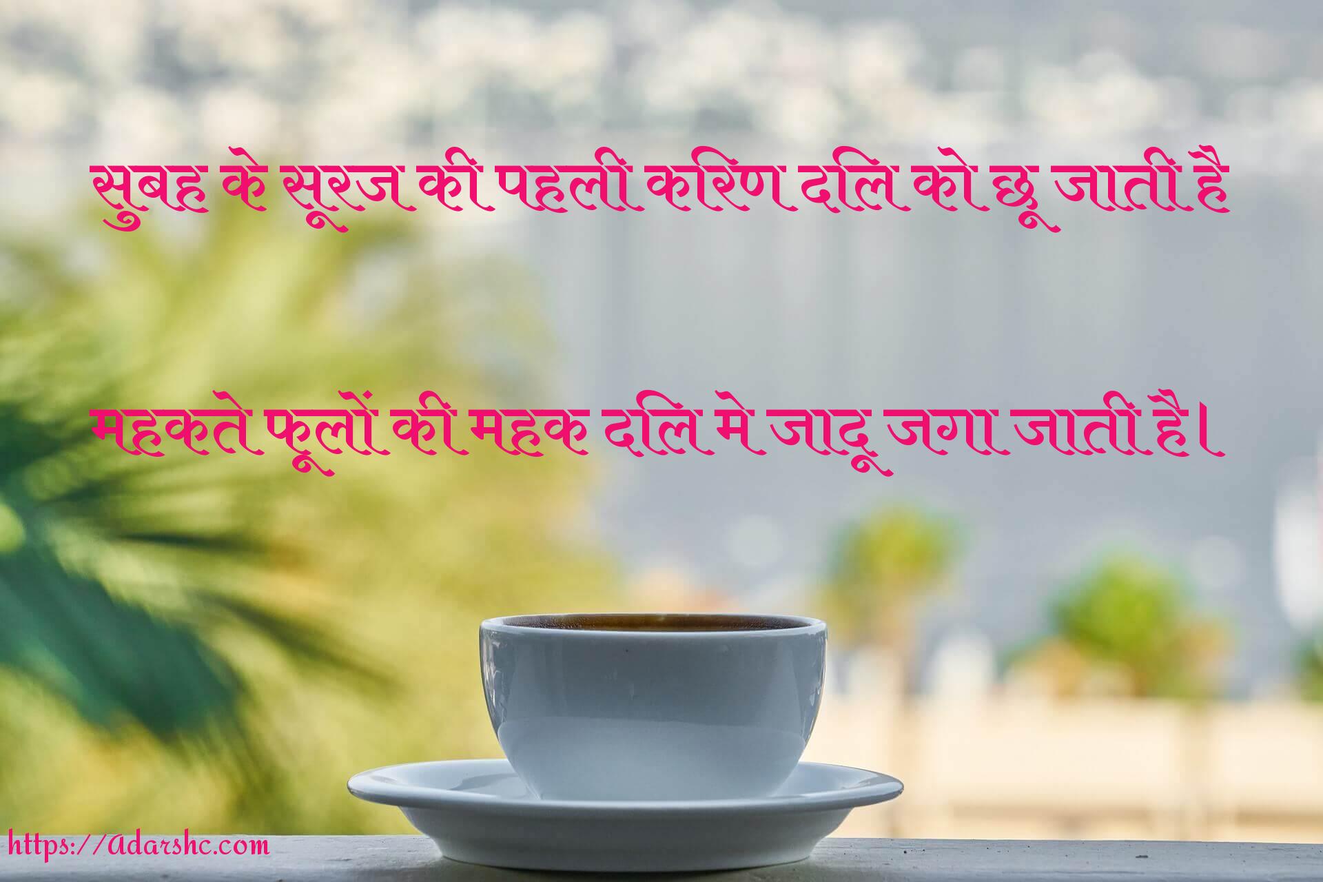 सुबह के सूरज की पहली किरण दिल को छू जाती है

महकते फूलों की महक दिल मे जादू जगा जाती है।