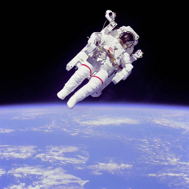 weightless astronaut on space